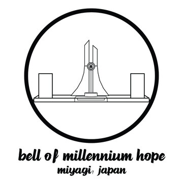 Circle Icon Line Bell Of Millennium Hope. Vector Illustration