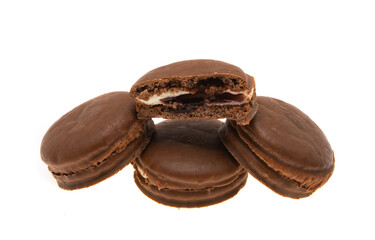 cookies covered with chocolate glaze isolated