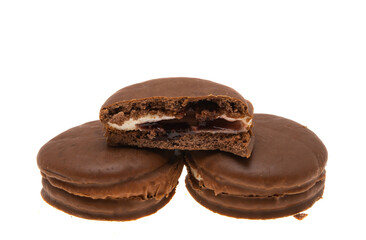 cookies covered with chocolate glaze isolated