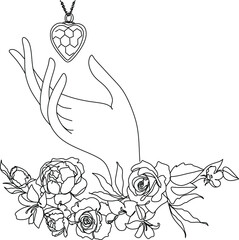 Jewelry items line art