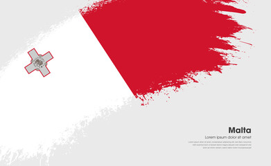 Abstract brush flag of Malta country with curve style grunge brush painted flag on white background