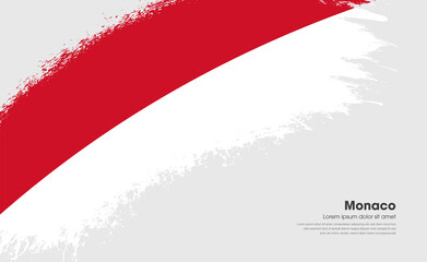 Abstract brush flag of Monaco country with curve style grunge brush painted flag on white background