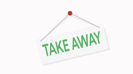 Take Away Door Sign. Vector isolated flat editable illustration