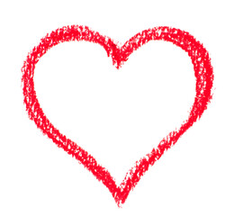 One Heart. Pastel hand made hearts. Red, shaded heartPainted with oil pastel.