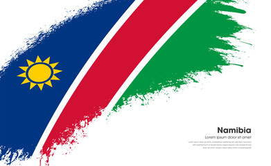 Abstract brush flag of Namibia country with curve style grunge brush painted flag on white background