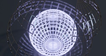 blue globe with wires, close-up
