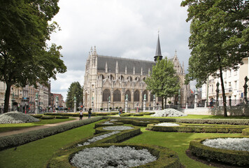 Fototapeta premium Brussels, Belgium. Nice view of the Church of Notre Dame du Sablon, XV century