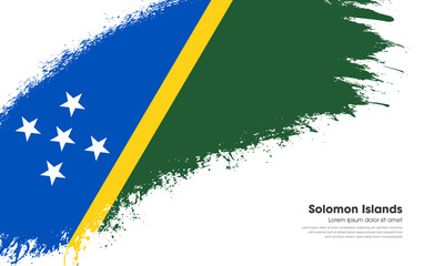 Abstract brush flag of Solomon Islands country with curve style grunge brush painted flag on white background
