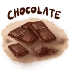 3 pieces of chocolate on beige background