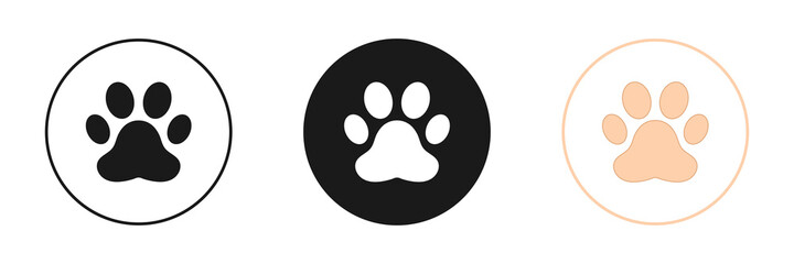 Animal paw icons set. Flat design. Vector illustration.