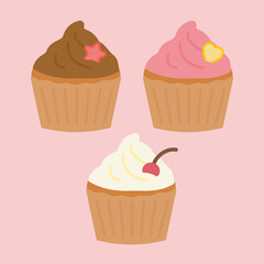 シンプルでかわいいカップケーキのイラスト