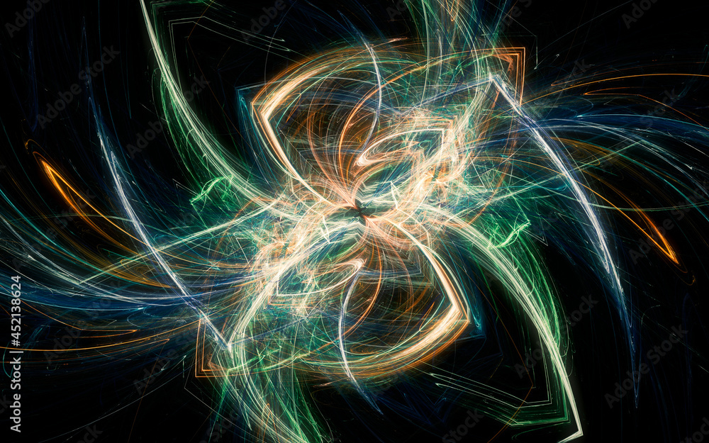 Fototapete abstract illustration background image patterns in the form of lines and geometric shapes intersecting, intertwining in a chaotic manner for use in web design, computer graphics