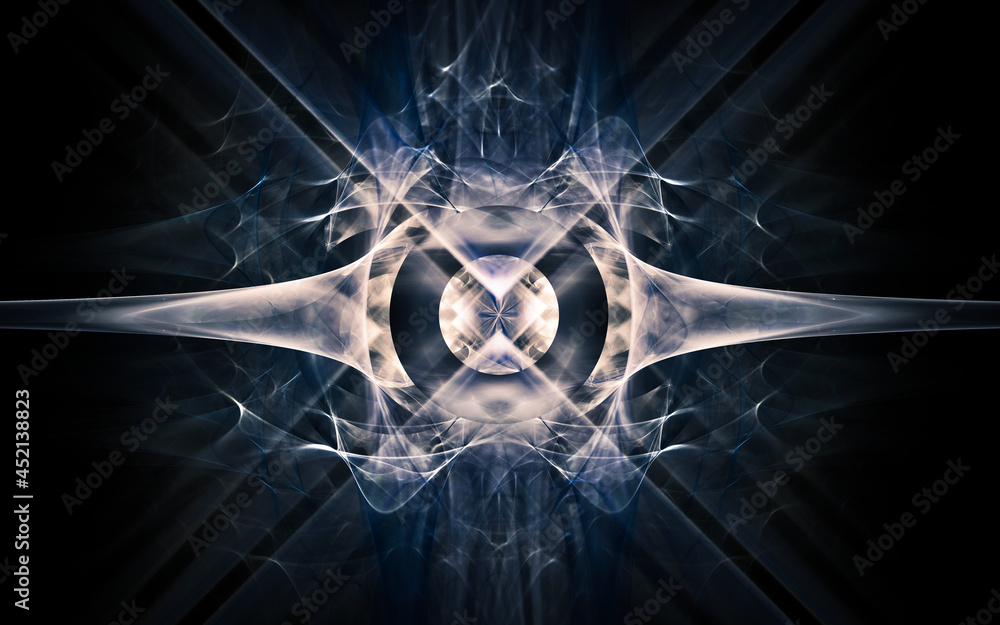 Poster digital image generated on a computer consisting of beautiful abstract geometric shapes, lines of di