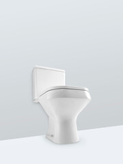 Vaso sanitário com caixa acoplada visto de baixo 3/4, isolado