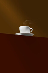 Xícara de café quente isolada em fundo escuro