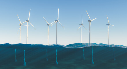 windmill turbines over the sea © Antonio Solano