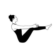 Yoga Boat Pose Figure Hand-drawn