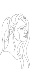 Woman face portrait line art vector. Minimalist female drawing