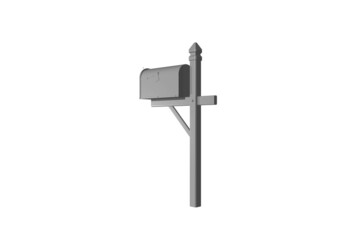 mailbox grey 3d rendering white background