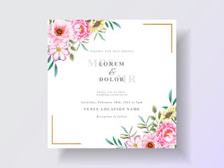 Romantic wedding invitation cards floral watercolor