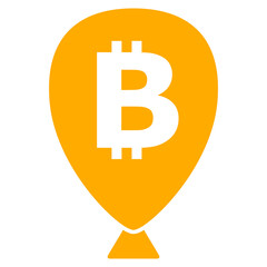 Bitcoin balloon icon with flat style. Isolated vector bitcoin balloon icon image on a white background.