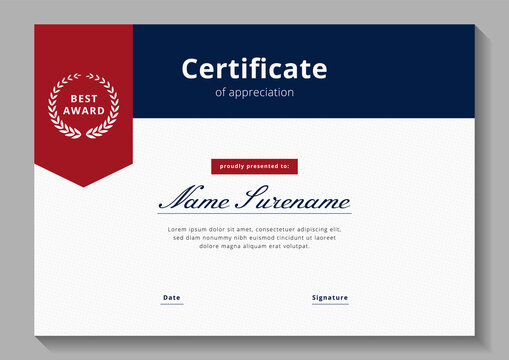 red and blue minimalist certificate design template