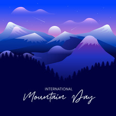 Fototapeta na wymiar Blue mountain illustration, International Mountain Day
