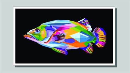 Colorful fish on pop art style. vector illustration isolated decoration