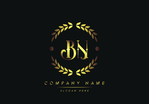 letters BN monogram logo, gold color, luxury style, Vector Illustration