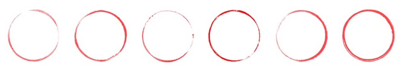 Banner mit 6 roten handgemalten Kreisen oder Abdrücken