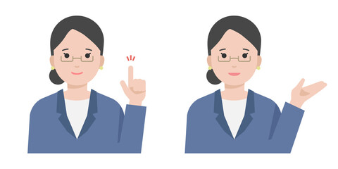 ポイントを解説する女性のイラスト