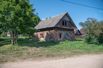 Fototapeta na wymiar Outbuildings of the early 20th century in Sosenka