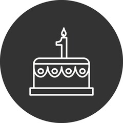 Cake Linear Circle Filled Vector Icon Design