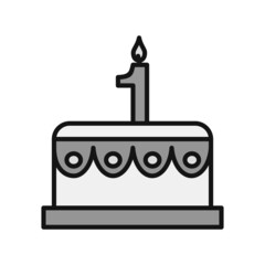 Cake Linear Line Filled Vector Icon Design