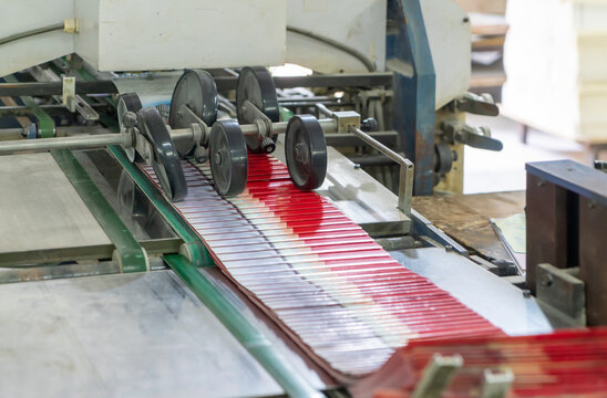 The offset press in the production process in the printing factory