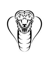 snake cobra face icon black illustration. The emblem with king cobra for a sport team. Print design for t-shirt.