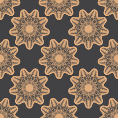 Dark dewy seamless pattern with vintage ornaments. Wallpaper in a vintage style pattern. Indian floral element. Graphic ornament for wallpaper, fabric, packaging.