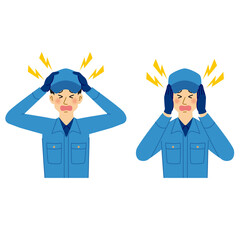 頭痛と騒音に悩む清掃業の男性