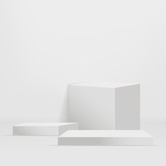 Vector 3d geometric step triangular podium platform White for cosmetic products presentation.Mock up design empty space