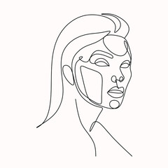 Woman face portrait line art vector. Minimalist female drawing