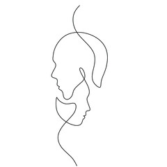 Couple line art. Man and woman one line drawing vector. Abstract minimal elegant logo