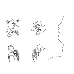 Obraz premium Couple line art. Man and woman one line drawing vector. Abstract minimal elegant logo