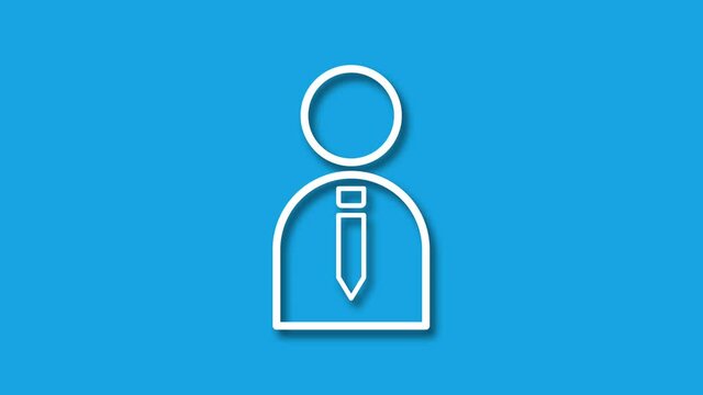 moving veryfied pearson icon with shadow effect isolated on blue screen. loop motion animation. Account, profile, veryfied pearson and web symbol related 4K graphic footage.