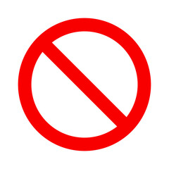 No symbol. Prohibition sign. Not allowed icon. Red interdictory circle with a 45-degree diagonal line inside the circle from upper-left to lower-right or backslash