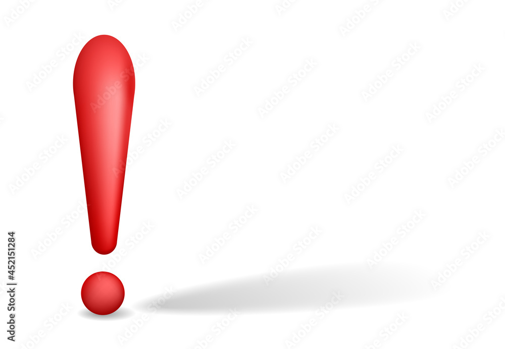 Poster danger information message template with hazard exclamation point symbol. 3d red color stop sign.