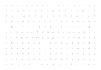 Arrow line set icon design. Interface symbol cursor. Navigation sign thin outline web orientation.