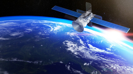 Obraz na płótnie Canvas Technology communication image global navigation satellite system,standard generic term for satellite navigation systems,GNSS,3d rendering