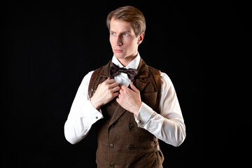 An intelligent gentleman in the Victorian style. Vintage retro