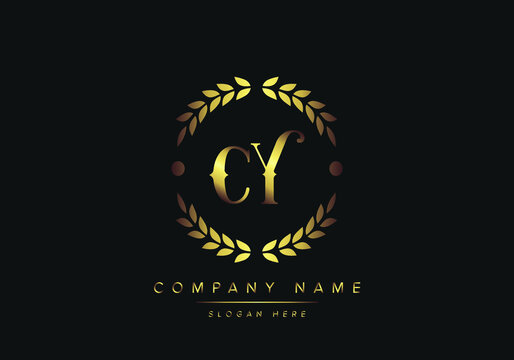 letters CY monogram logo, gold color, luxury style, Vector Illustration