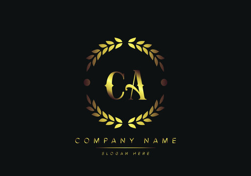 letters CA monogram logo, gold color, luxury style, Vector Illustration